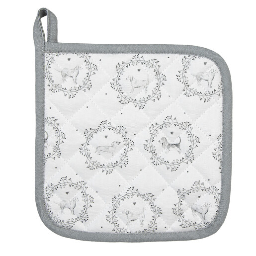 Set 2 servete termice bumbac alb gri Catelus 20x20 cm