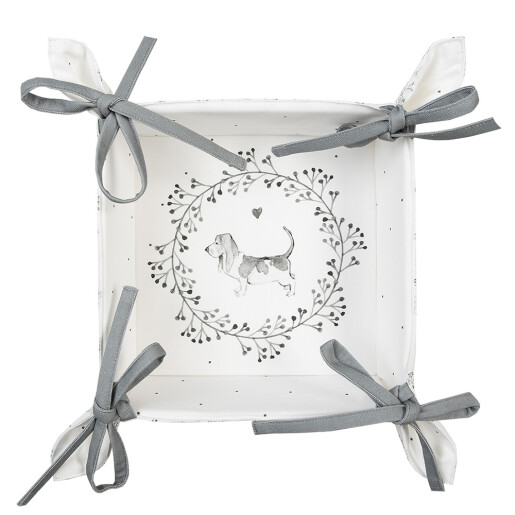 Cos paine bumbac alb gri Catelus 35x35x8 cm