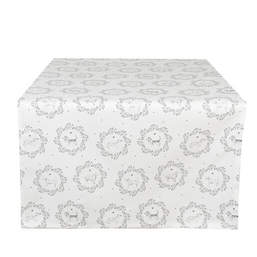 Traversa masa bumbac alb gri Catelusi 50x140 cm