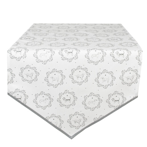 Traversa masa bumbac alb gri Catelusi 50x160 cm