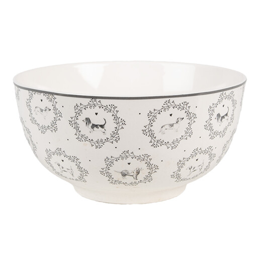 Bol portelan alb gri Catelusi 14x7 cm, 500 ml