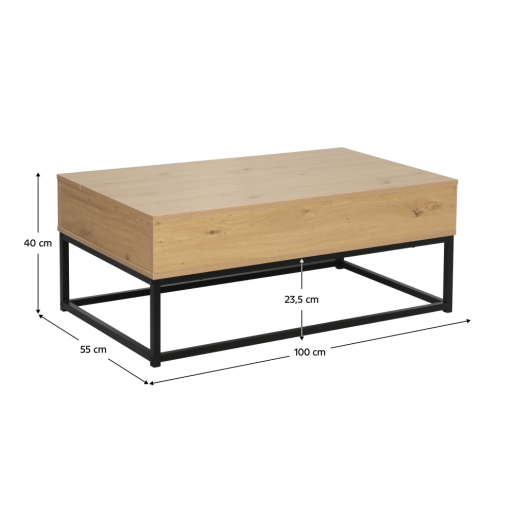 Masuta DTD stejar metal negru Livina 100x55x40 cm