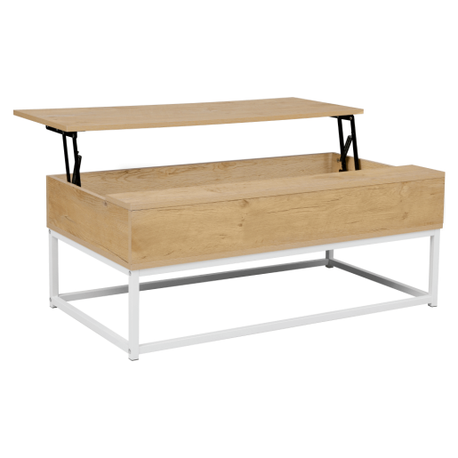 Masuta DTD stejar metal alb Livina 100x55x40 cm