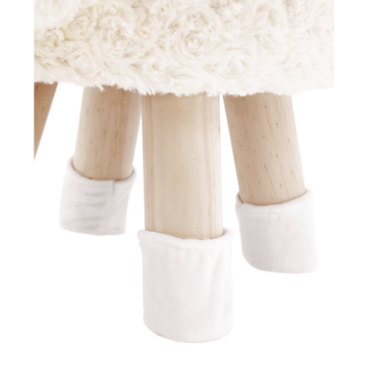 Taburet forma oaie tesatura catifea alb roz natur Lola 42x28x30 cm