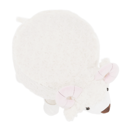 Taburet forma oaie tesatura catifea alb roz natur Lola 42x28x30 cm