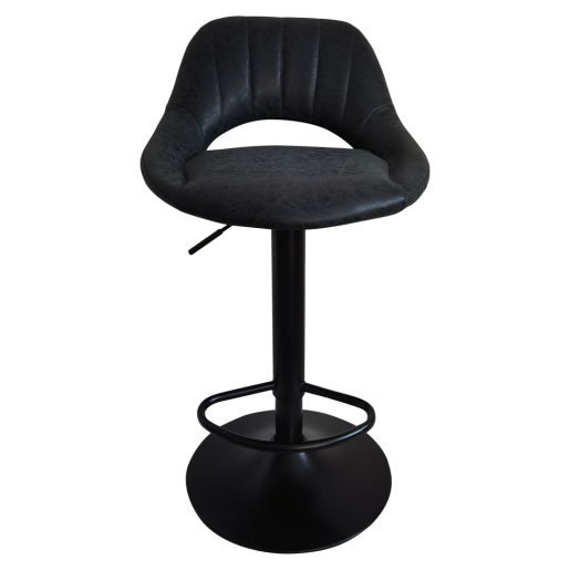 Scaun bar textil negru efect piele intoarsa Lorasa 45x45x82-102 cm