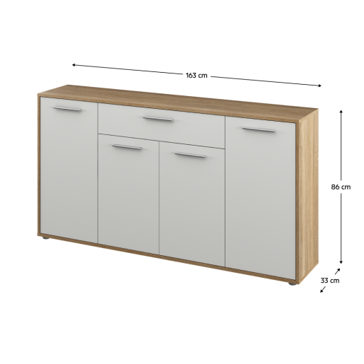 Comoda HDF stejar sonoma alb Lunia 163x33x86 cm