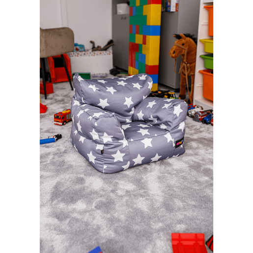 Fotoliu tip puff gri alb Lurko 52x52x50 cm