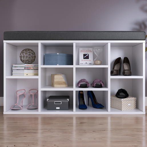 Pantofar cu banca DTD alb Lushka 104x30x53,4 cm