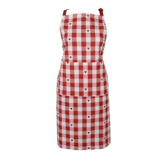Sort bucatarie bumbac rosu alb Inimioare 70x85 cm