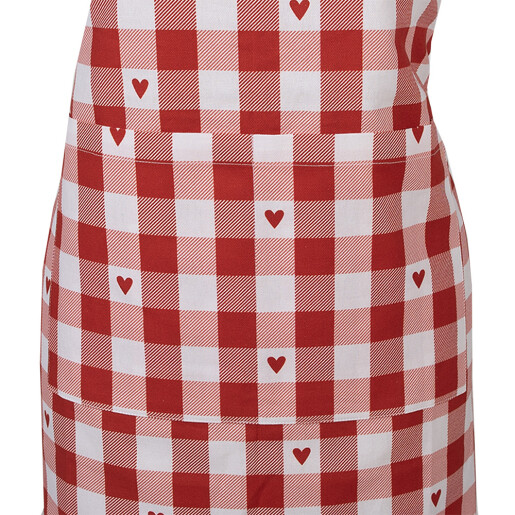 Sort bucatarie bumbac rosu alb Inimioare 70x85 cm