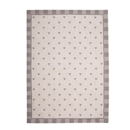 Prosop bucatarie bumbac bej gri Inimioare 50x70 cm