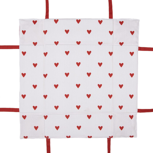Cos paine bumbac alb rosu Inimioare 35x35x8 cm