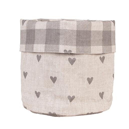 Cos bumbac bej gri Inimioare Ø 15x16 cm