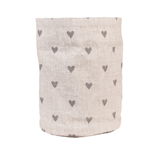 Cos bumbac bej gri Inimioare Ø 15x16 cm