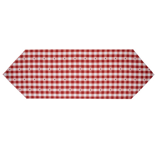 Traversa masa bumbac alb rosu Inimioare 50x160 cm