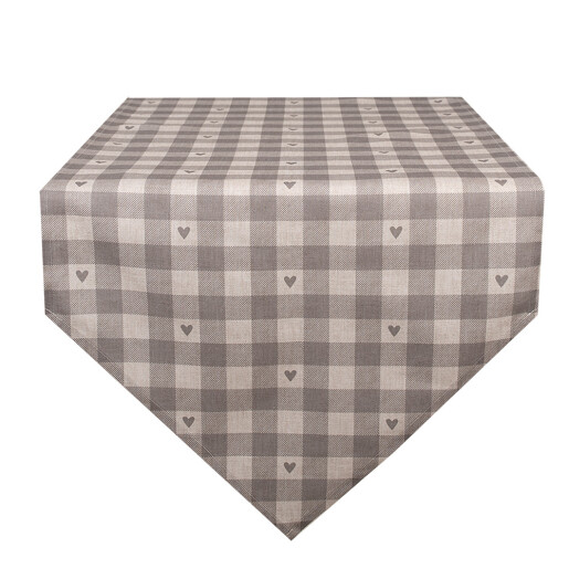 Traversa masa bumbac bej gri Inimioare 50x160 cm