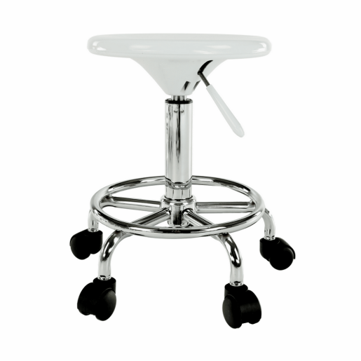 Taburet cu inaltime reglabila plastic alb crom Mabel 35x35x43-55 cm