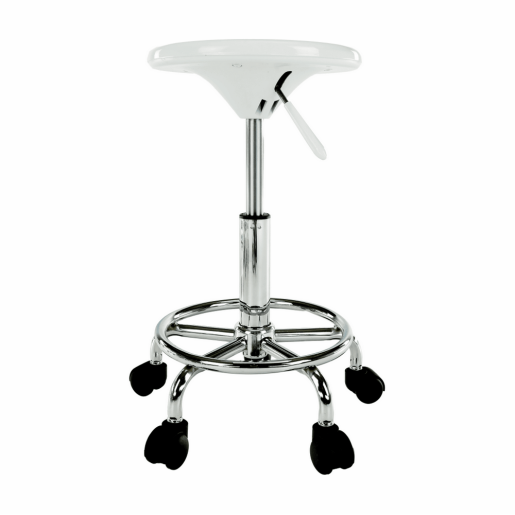 Taburet cu inaltime reglabila plastic alb crom Mabel 35x35x43-55 cm