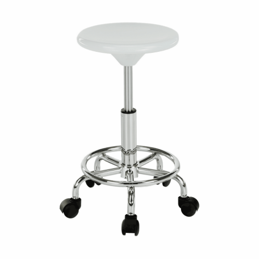 Taburet cu inaltime reglabila plastic alb crom Mabel 35x35x43-55 cm