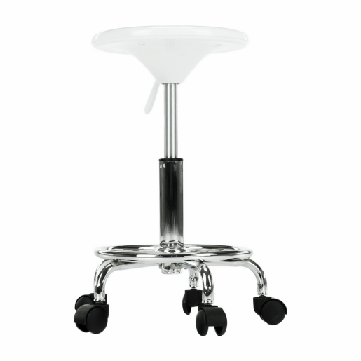 Taburet cu inaltime reglabila plastic alb crom Mabel 35x35x43-55 cm