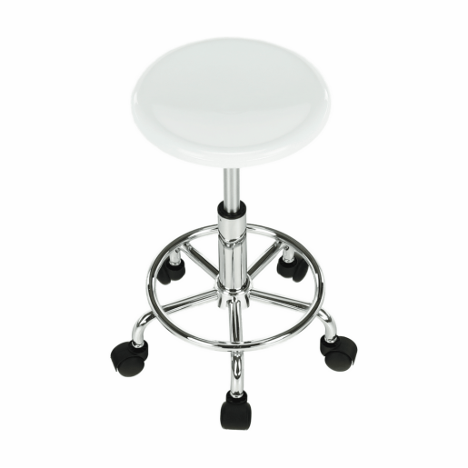 Taburet cu inaltime reglabila plastic alb crom Mabel 35x35x43-55 cm