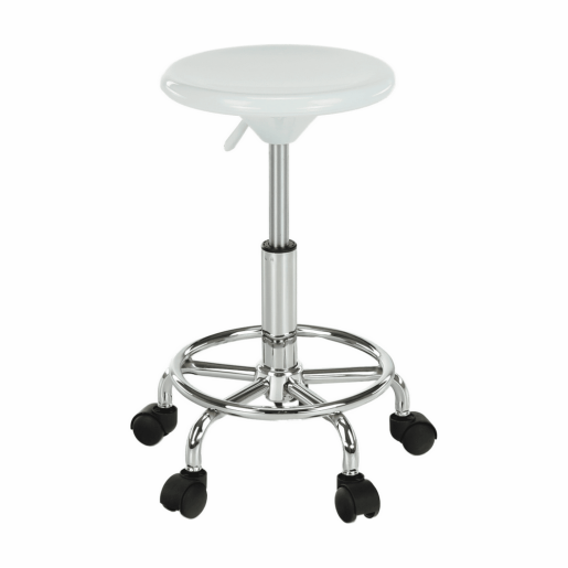 Taburet cu inaltime reglabila plastic alb crom Mabel 35x35x43-55 cm