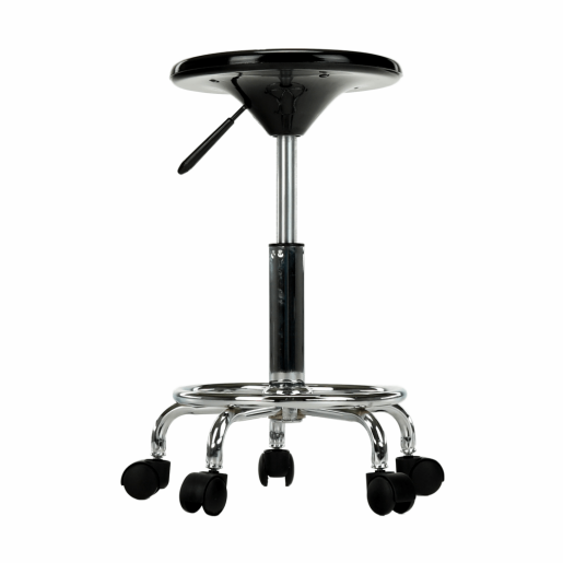 Taburet cu inaltime reglabila plastic negru crom Mabel 35x35x43-55 cm