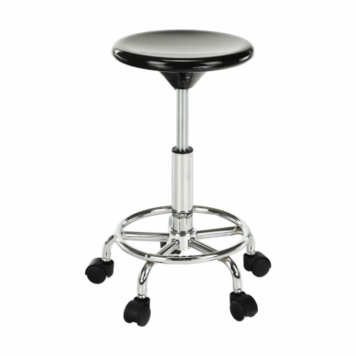 Taburet cu inaltime reglabila plastic negru crom Mabel 35x35x43-55 cm