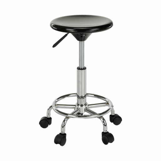 Taburet cu inaltime reglabila plastic negru crom Mabel 35x35x43-55 cm