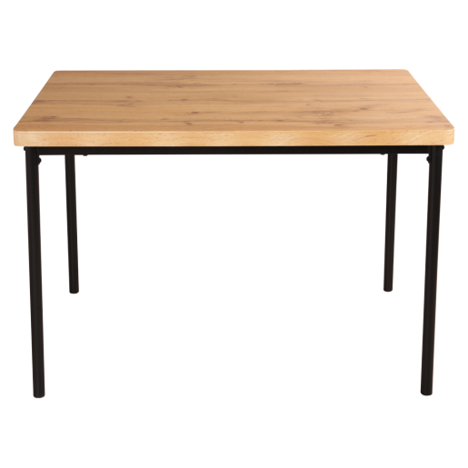 Set masa, 4 scaune mdf stejar metal negru textil gri Madio 110x70x75,5 cm, 40x48,5x78 cm