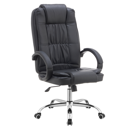 Scaun birou piele ecologica neagra crom Madox 65x73x112-122 cm