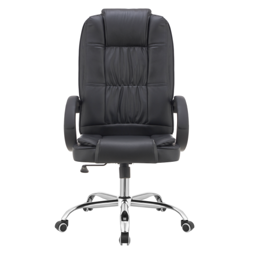 Scaun birou piele ecologica neagra crom Madox 65x73x112-122 cm