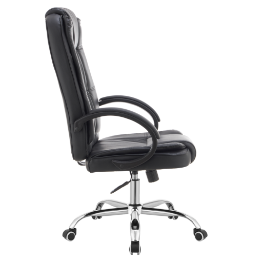 Scaun birou piele ecologica neagra crom Madox 65x73x112-122 cm