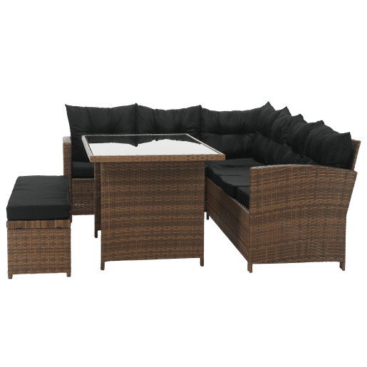 Set mobilier gradina ratan sintetic maro negru Madul 229x174/65x85 cm 