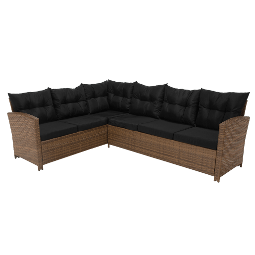 Set mobilier gradina ratan sintetic maro negru Madul 229x174/65x85 cm 
