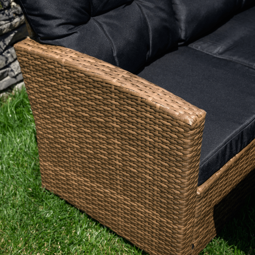 Set mobilier gradina ratan sintetic maro negru Madul 229x174/65x85 cm 