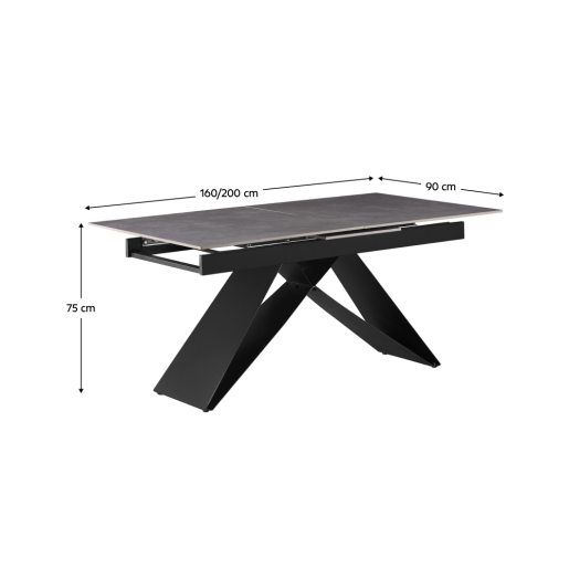 Masa dining extensibila neagra Majed 160-200x90x75 cm