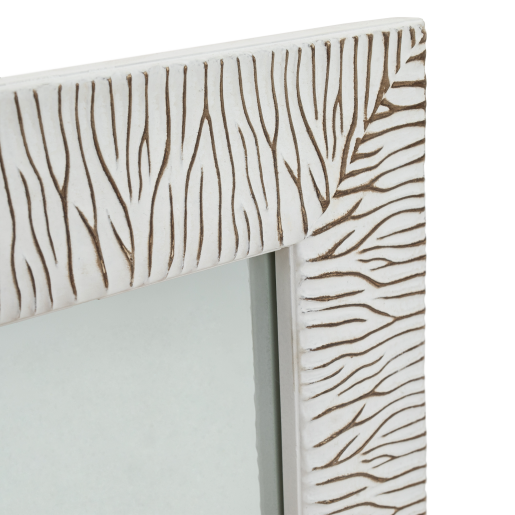 Oglinda perete rama lemn alb auriu Malkia 62x82 cm