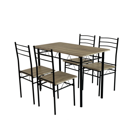 Set masa, 4 scaune mdf stejar sonoma, metal negru Mako 110x60x74 cm, 40x40x86 cm