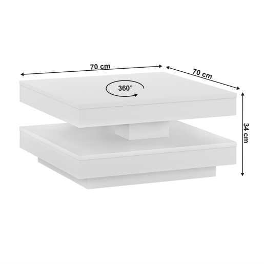Masuta de cafea HDF alb Mandy 70x70x34 cm