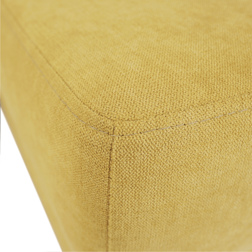 Coltar extensibil cu tapiterie textil galben si perne maro dreapta Marrieta 320x208x97 cm