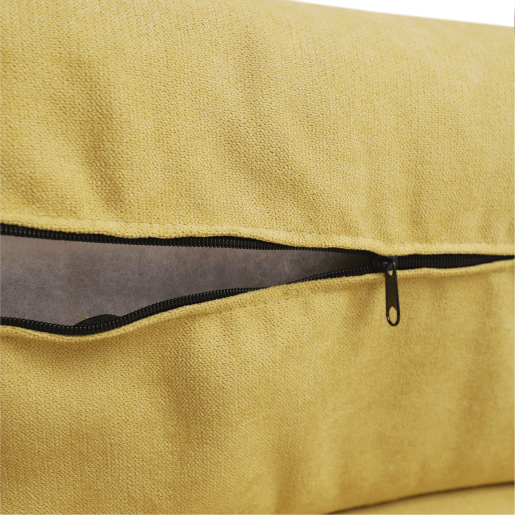 Coltar extensibil cu tapiterie textil galben si perne maro dreapta Marieta 320x208x97 cm