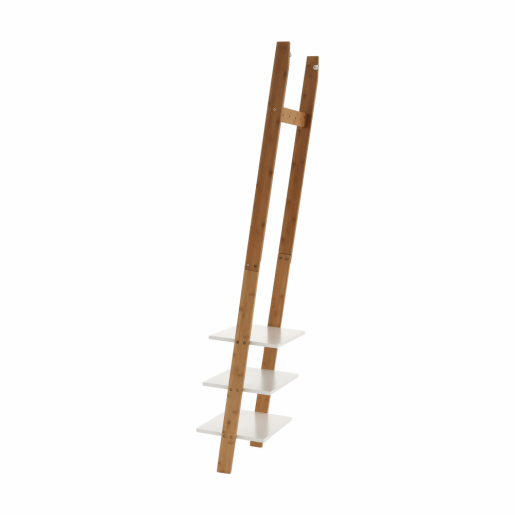 Cuier cu 3 polite alb bambus Marike 43x175x34,4 cm