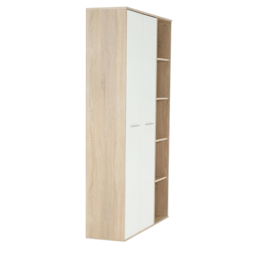 Dulap 2 usi 5 polite pal stejar sonoma alb Maurus 110,9x181,2x33,5 cm