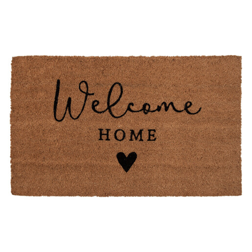 Covoras intrare casa fibre cocos negru maro Welcome 75x45x1 cm