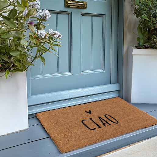 Covoras intrare casa fibre cocos maro negru Ciao 60x40x2 cm