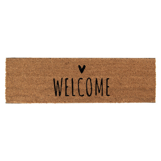 Covoras intrare casa fibre cocos maro negru Welcome 75x22x2 cm