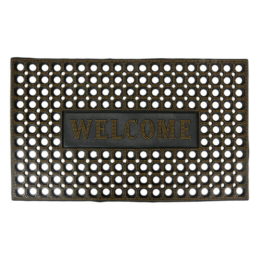 Covoras intrare casa cauciuc negru auriu 75x45x1 cm