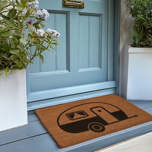 Covoras intrare casa fibre cocos negru maro 75x45x1 cm